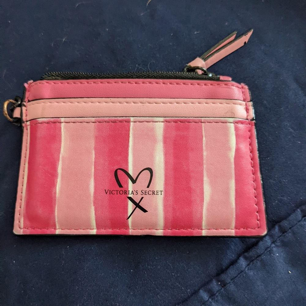 Pink Victoria's Secret Striped Card Holder